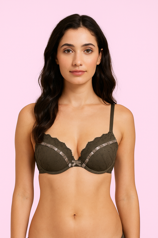 Cocoa Ribbon Double Padded Bra