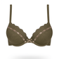 Olive Satin Double Padded Bra