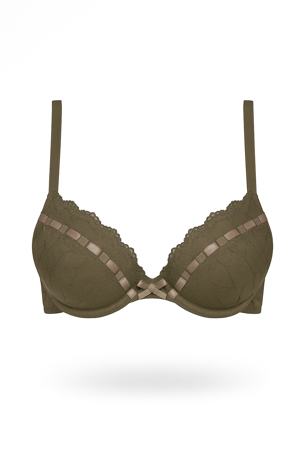 Olive Satin Double Padded Bra
