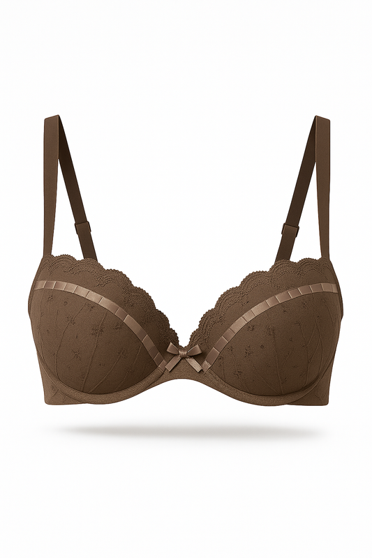 Cocoa Ribbon Double Padded Bra